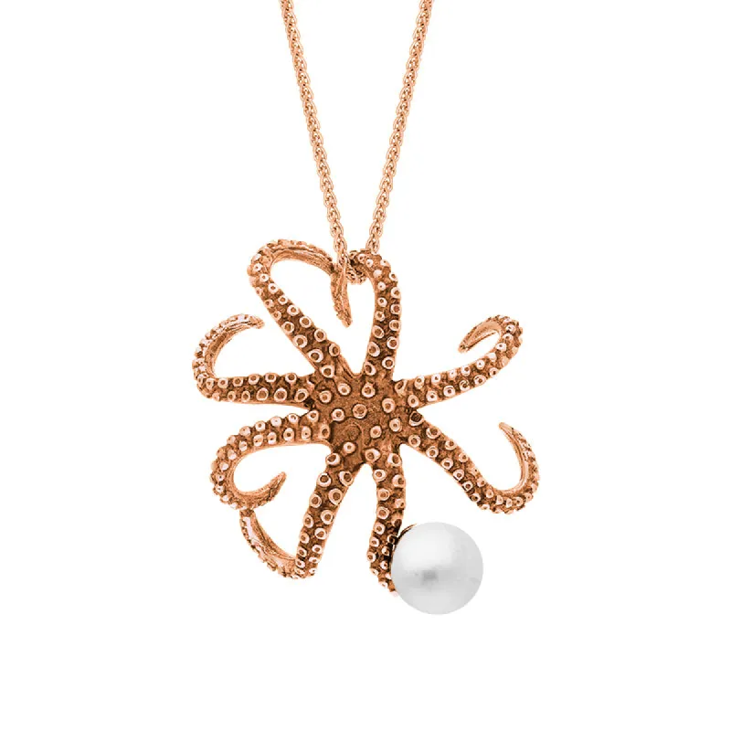 9ct Rose Gold Freshwater Pearl Bead Octopus Necklace sold by C.W. Sellors