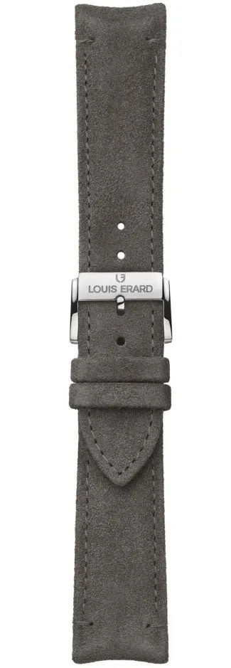 Louis Erard Strap Leather Covey Grey Nubuck 22/20mm sold by C.W. Sellors