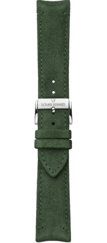 Louis Erard Strap Leather Green Basilico Nubuck 22/20mm sold by C.W. Sellors