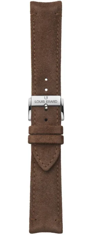 Louis Erard Strap Leather Chocolate Brown Nubuck 22/20mm sold by C.W. Sellors