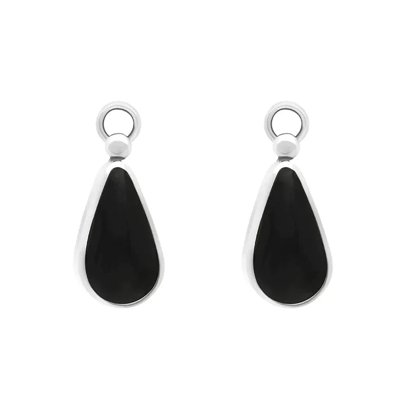 Sterling Silver Whitby Jet Large Pear Drop Earrings sold by C.W. Sellors