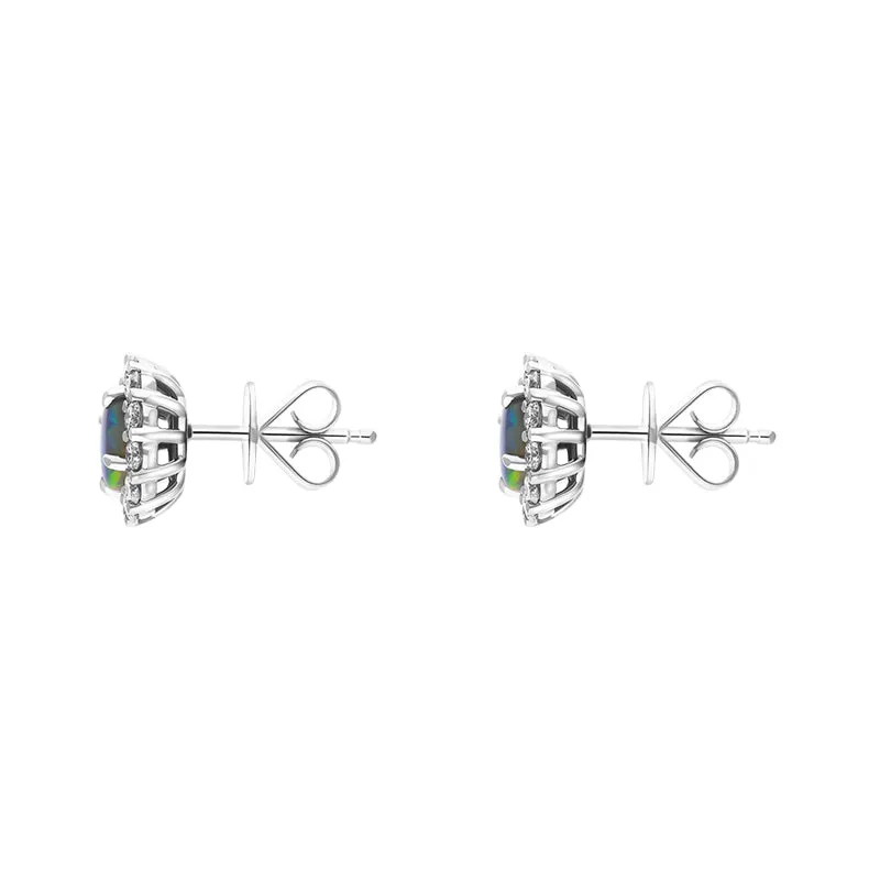 18ct White Gold 1.05ct Opal Diamond Cluster Round Stud Earrings sold by C.W. Sellors product image thumbnail 2
