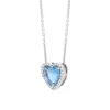 18ct White Gold 2.02ct Aquamarine Diamond Heart Cluster Pendant sold by C.W. Sellors