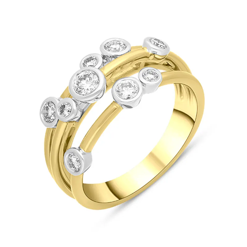 18ct Yellow Gold 0.54ct Diamond Three Row Bubble Ring sold by C.W. Sellors