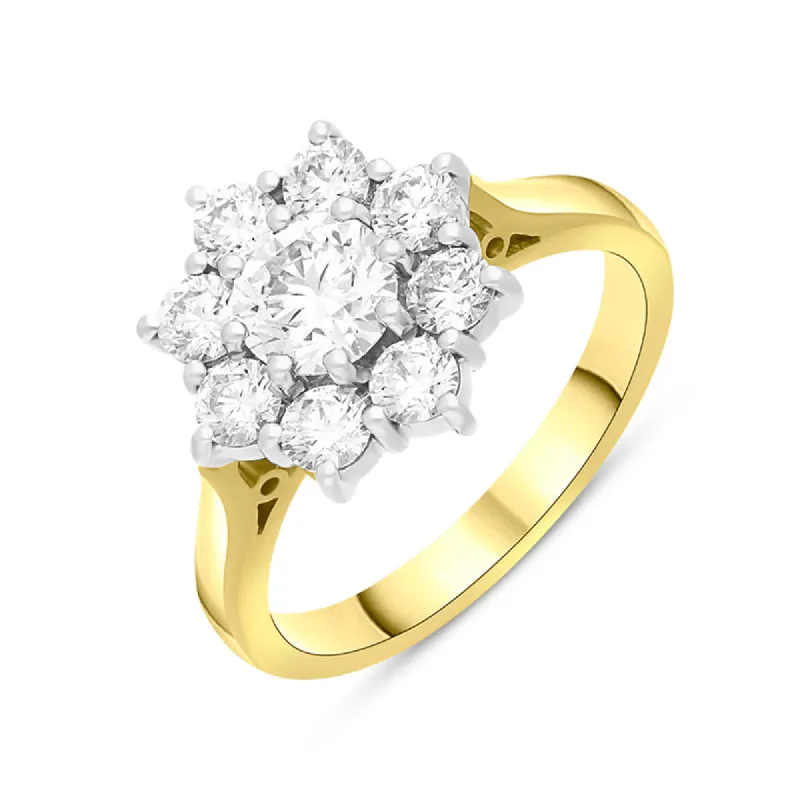 18ct Yellow Gold 1.69ct Diamond Vintage Style Cluster Ring sold by C.W. Sellors