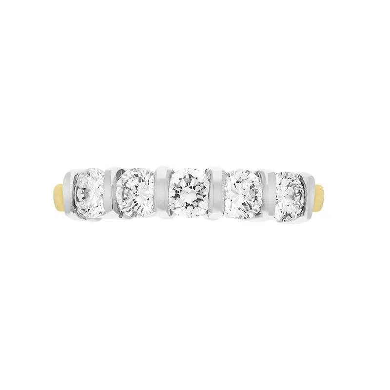 18ct Yellow Gold 1.02ct Diamond Bar Set Five Stone Half Eternity Ring sold by C.W. Sellors product image thumbnail 3