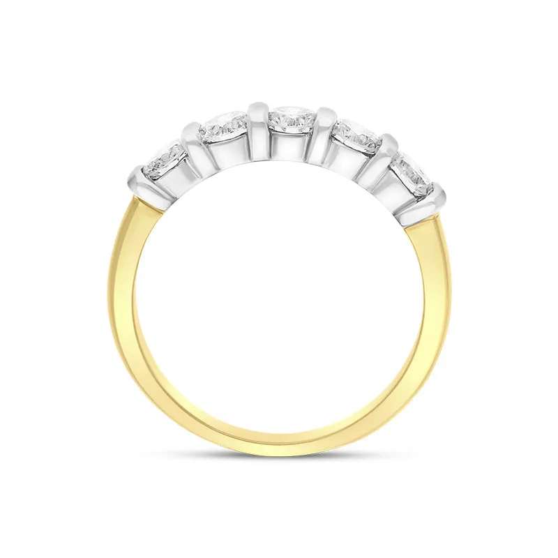 18ct Yellow Gold 1.02ct Diamond Bar Set Five Stone Half Eternity Ring sold by C.W. Sellors product image thumbnail 2