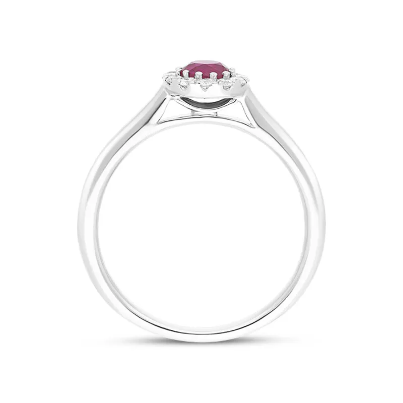 18ct White Gold 0.48ct Ruby Diamond Halo Ring sold by C.W. Sellors product image thumbnail 2