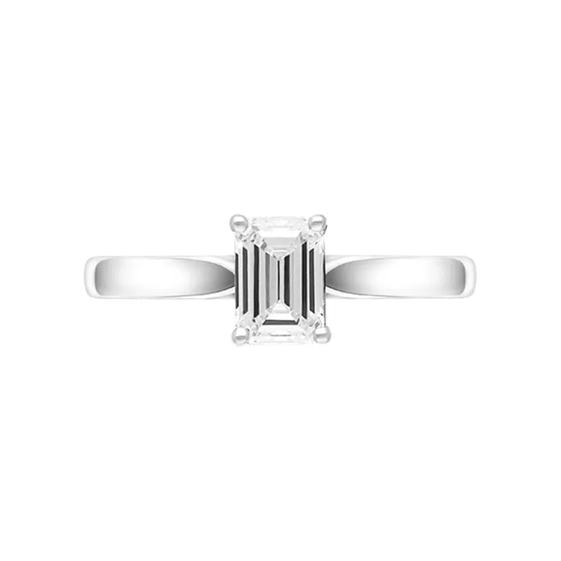 Platinum 0.71ct Diamond Emerald Cut Solitaire Ring sold by C.W. Sellors product image thumbnail 3
