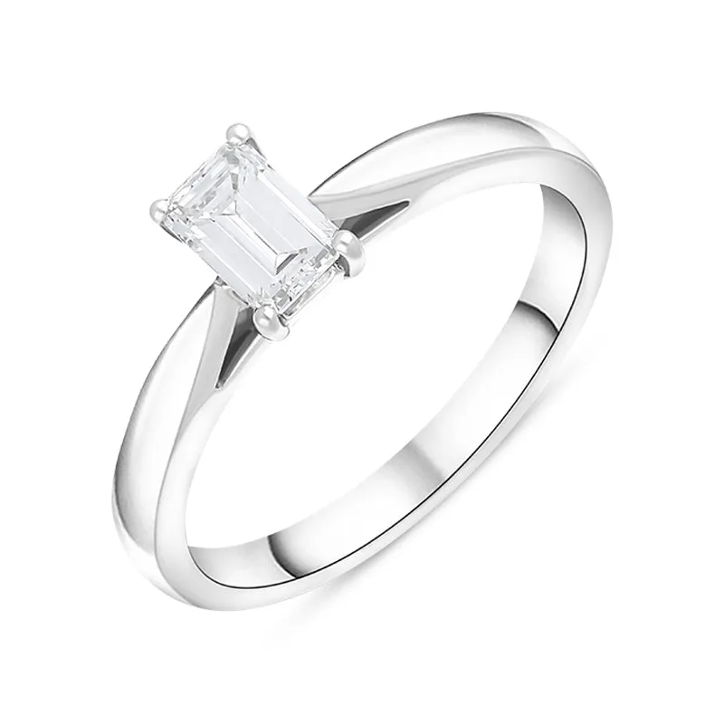 Platinum 0.50ct Diamond Emerald Cut Solitaire Ring sold by C.W. Sellors