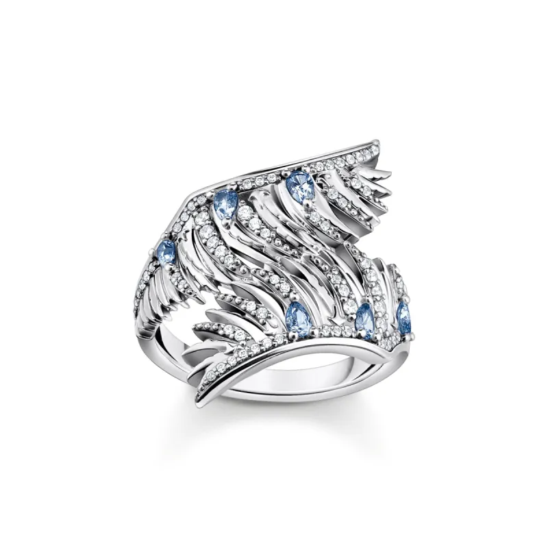 Thomas Sabo Sterling Silver Phoenix Wing Blue Stones Ring sold by C.W. Sellors