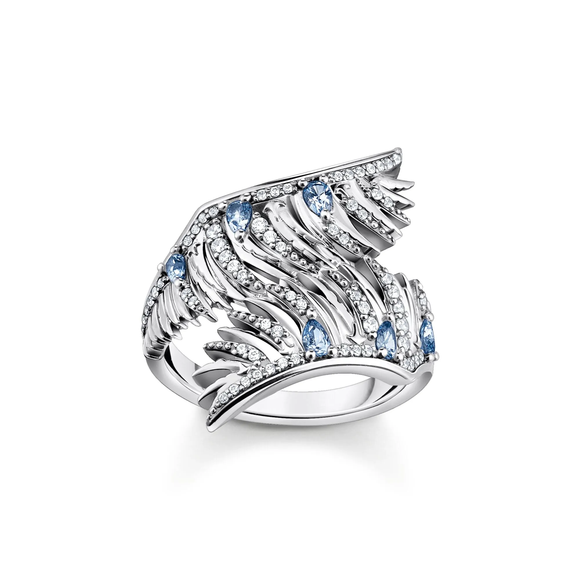 Thomas Sabo Sterling Silver Phoenix Wing Blue Stones Ring sold by C.W. Sellors