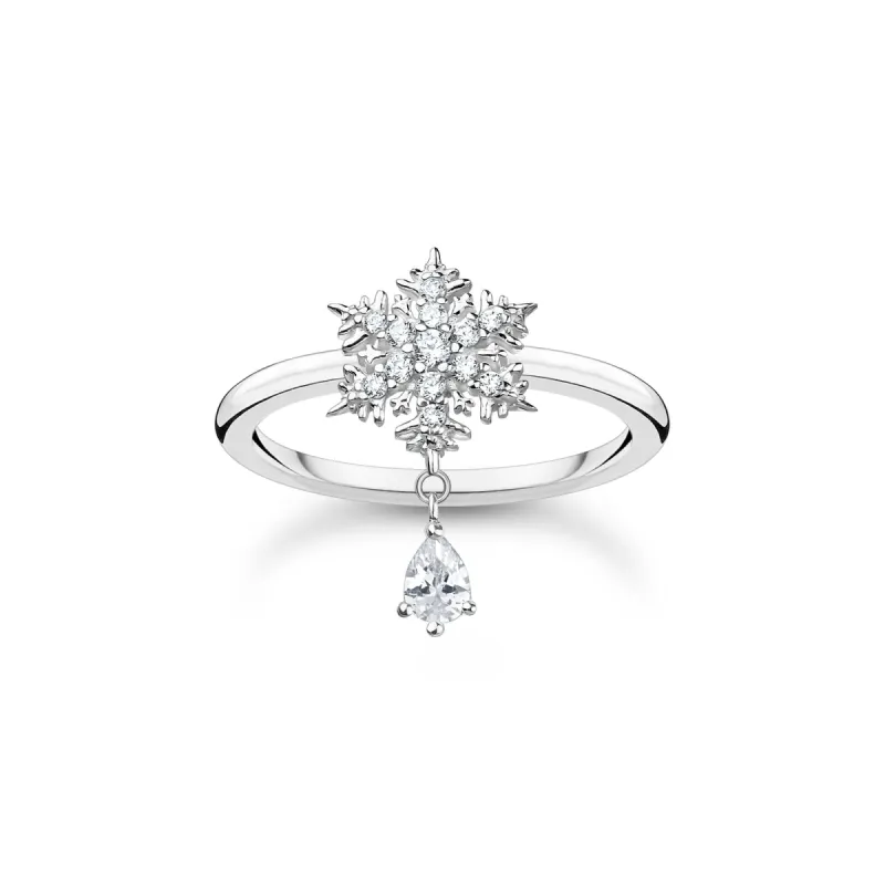 Thomas Sabo Charm Club Sterling Silver Snowflake White Stones Ring D sold by C.W. Sellors