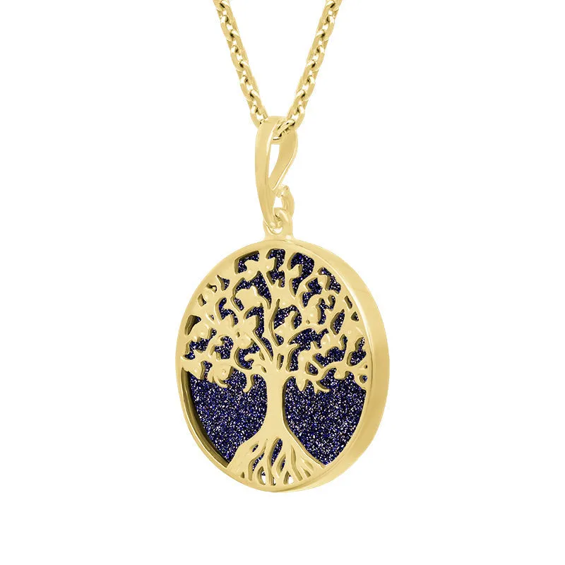 9ct Yellow Gold Blue Goldstone Round Tree of Life Necklace sold by C.W. Sellors product image thumbnail 2