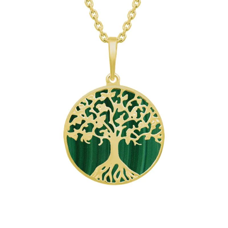 9ct Yellow Gold Malachite Round Tree of Life Necklace sold by C.W. Sellors