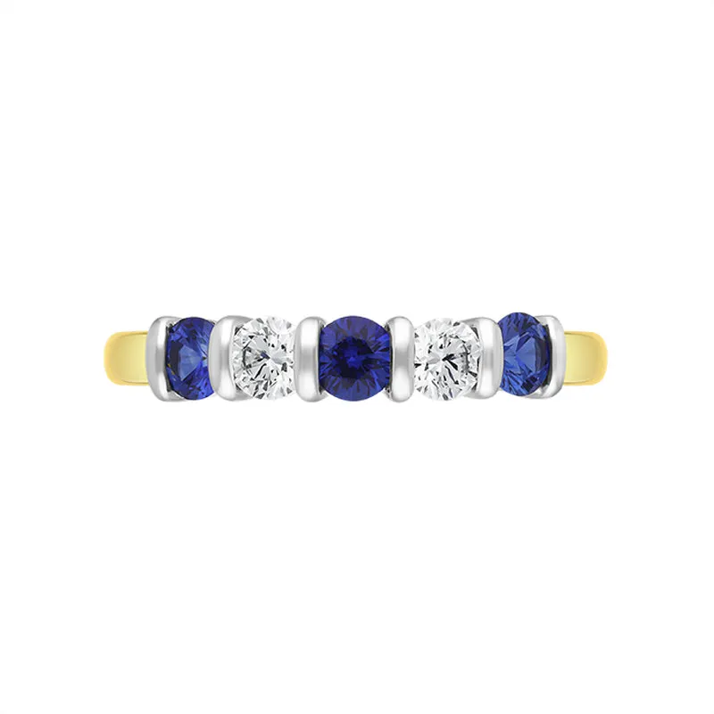 18ct Yellow Gold Sapphire Diamond Half Eternity Ring sold by C.W. Sellors product image thumbnail 3