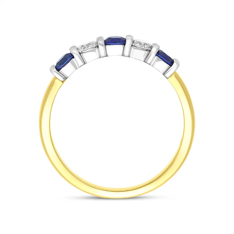 18ct Yellow Gold Sapphire Diamond Half Eternity Ring sold by C.W. Sellors product image thumbnail 2
