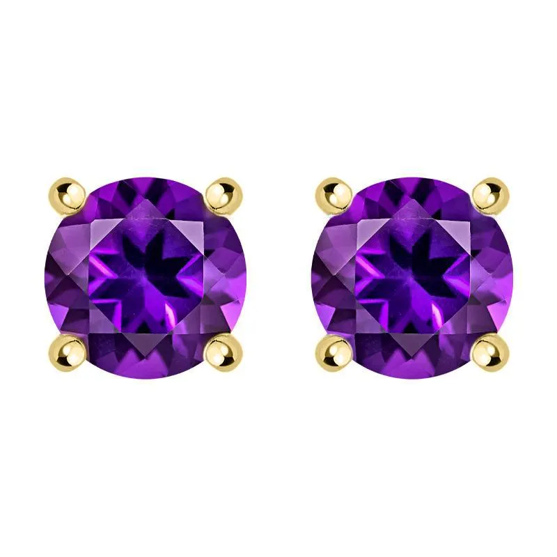 18ct Yellow Gold 18ct Amethyst Round Stud Earrings sold by C.W. Sellors
