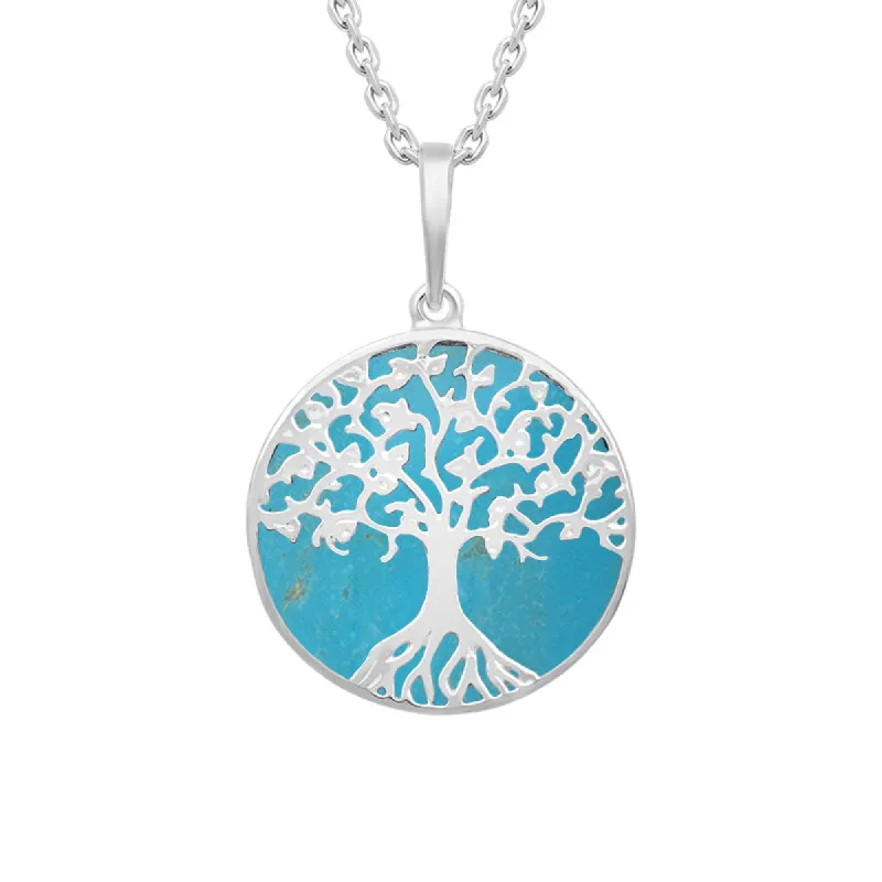 Sterling Silver Turquoise Round Tree of Life Necklace sold by C.W. Sellors