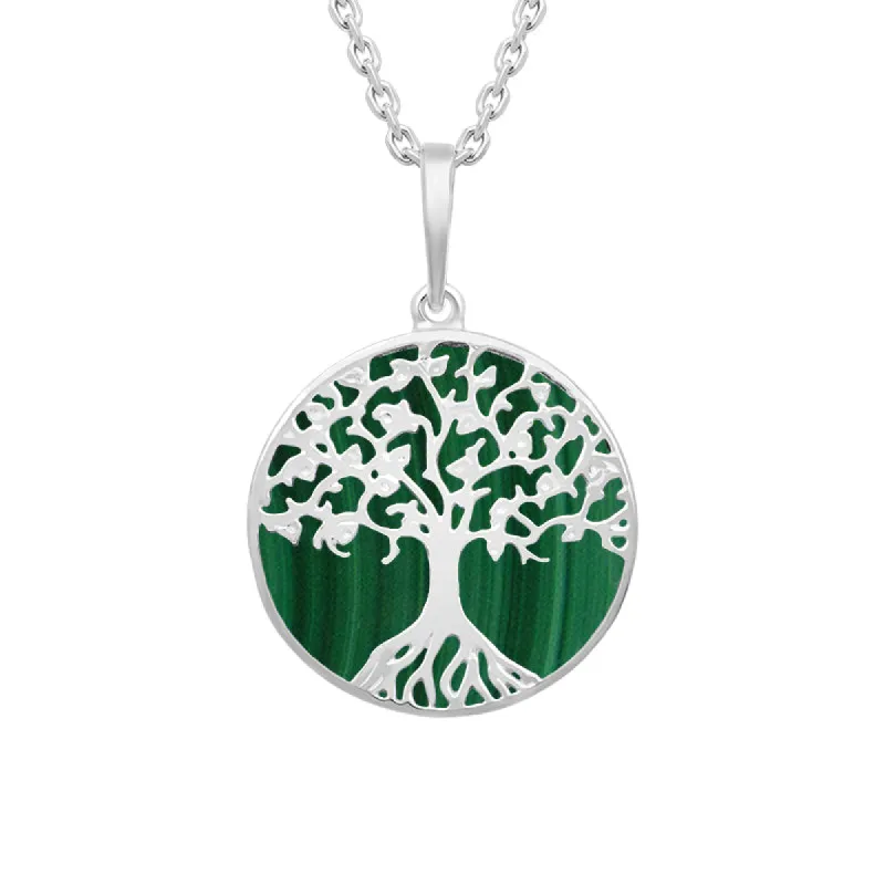 Sterling Silver Malachite Round Tree of Life Necklace sold by C.W. Sellors