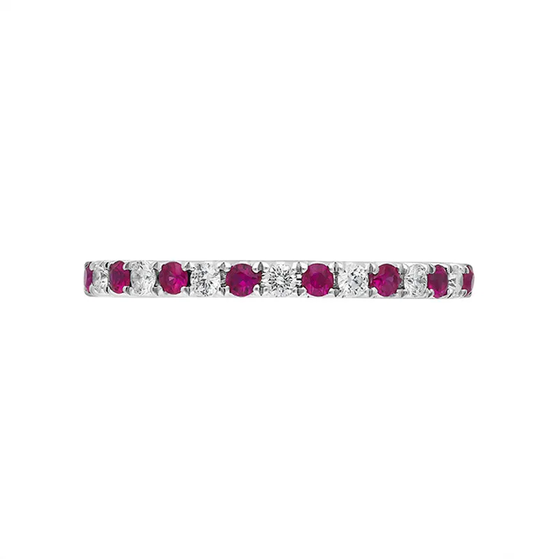 18ct White Gold Ruby Diamond Castle Set Half Eternity Ring sold by C.W. Sellors product image thumbnail 2