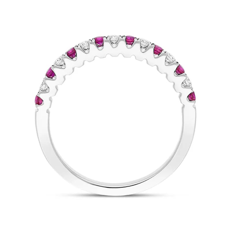 18ct White Gold Ruby Diamond Castle Set Half Eternity Ring sold by C.W. Sellors product image thumbnail 3