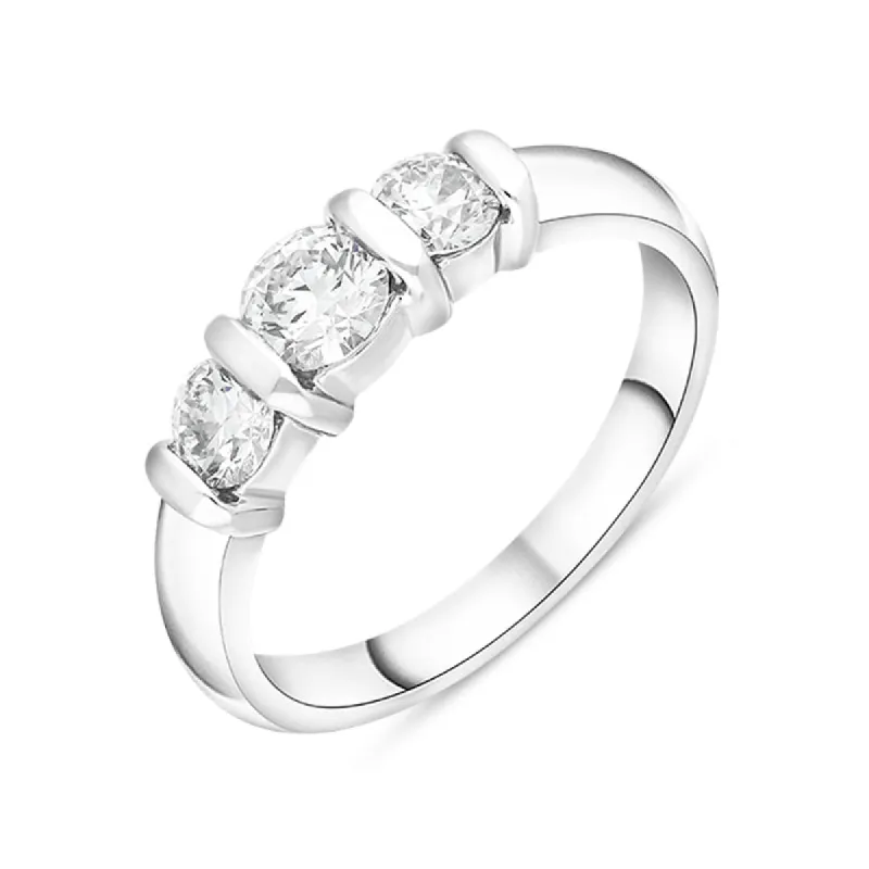 Platinum 0.76ct Diamond Bar Set Three Stone Ring sold by C.W. Sellors