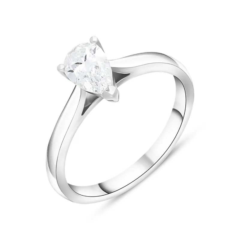 Platinum 0.40ct Diamond Pear Cut Solitaire Ring sold by C.W. Sellors