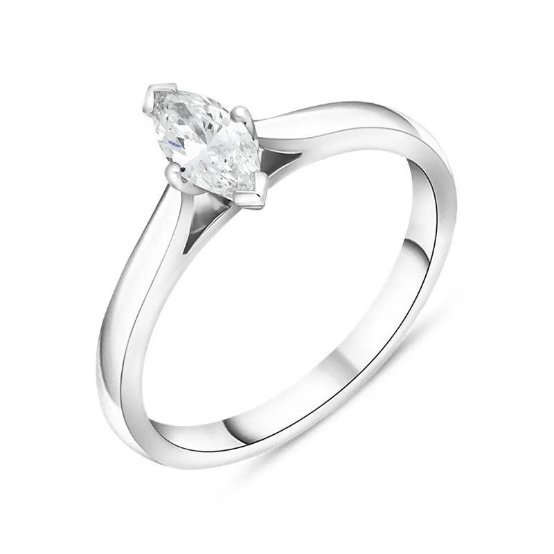 Platinum 0.50ct Diamond Marquise Cut Solitaire Ring sold by C.W. Sellors
