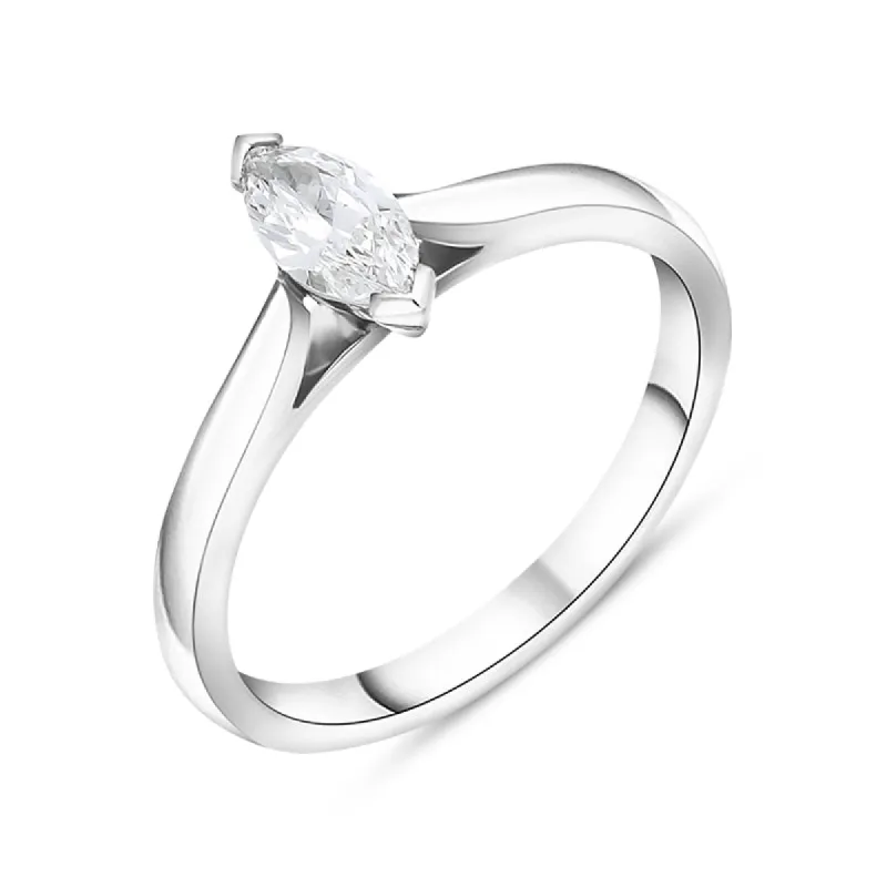Platinum 0.33ct Diamond Marquise Cut Solitaire Ring sold by C.W. Sellors