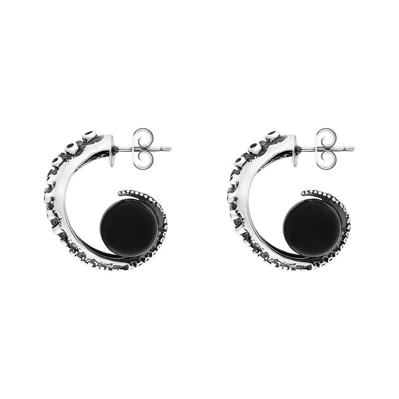 9ct White Gold Whitby Jet Tentacle Hoop Earrings sold by C.W. Sellors product image thumbnail 2