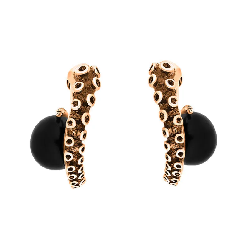 9ct Rose Gold Whitby Jet Tentacle Hoop Earrings sold by C.W. Sellors