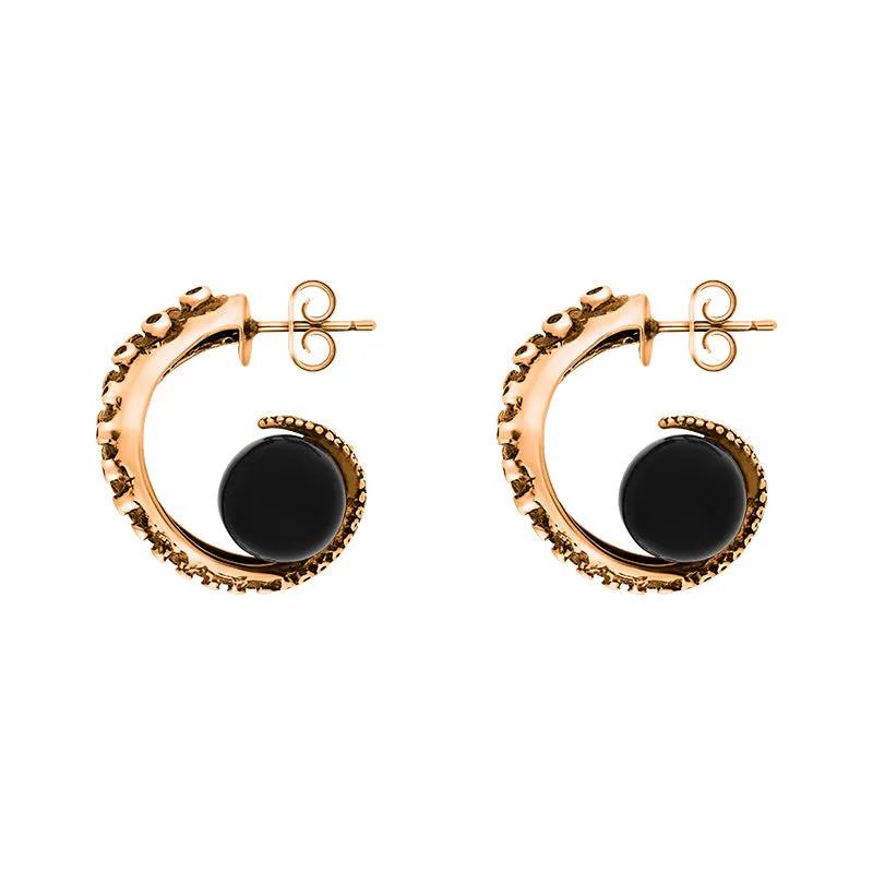 9ct Rose Gold Whitby Jet Tentacle Hoop Earrings sold by C.W. Sellors product image thumbnail 2