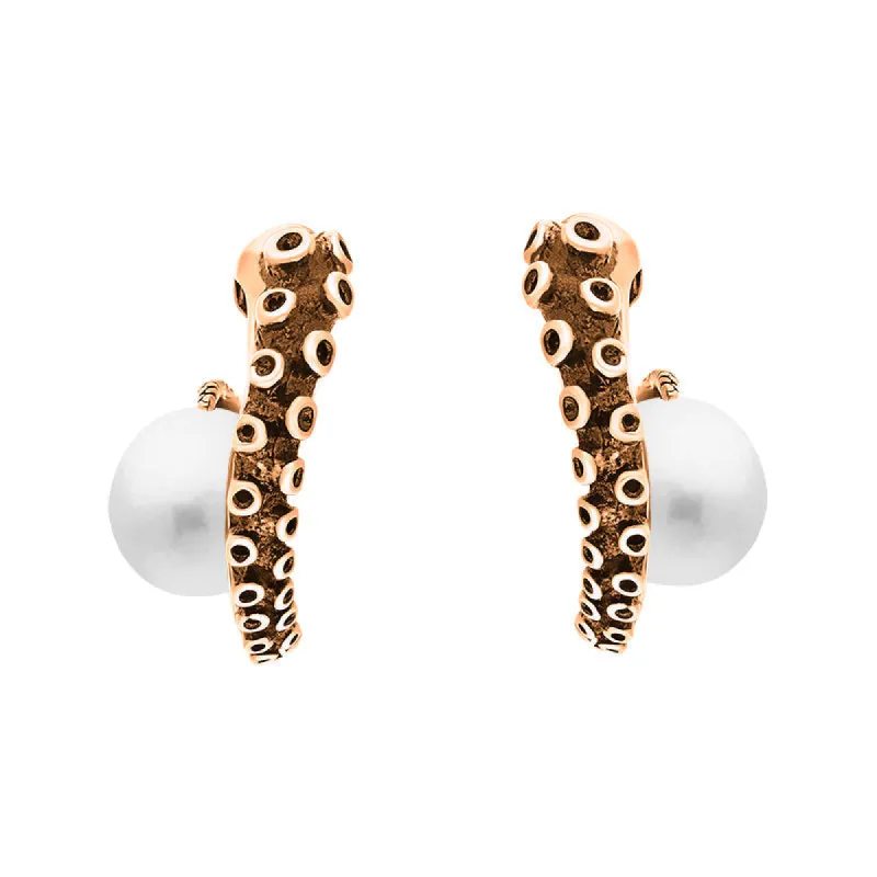 18ct Rose Gold Freshwater Pearl Tentacle Hoop Earrings sold by C.W. Sellors