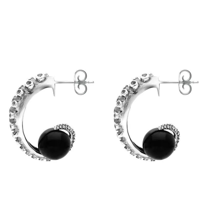 Sterling Silver Whitby Jet Tentacle Hoop Earrings sold by C.W. Sellors product image thumbnail 2