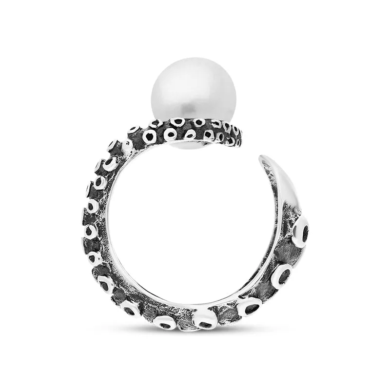 Sterling Silver Freshwater Pearl Bead Swirl Tentacle Ring sold by C.W. Sellors product image thumbnail 2
