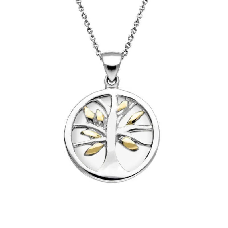 Yellow Gold Plated Sterling Silver Bauxite Small Round Tree of Life Necklace sold by C.W. Sellors