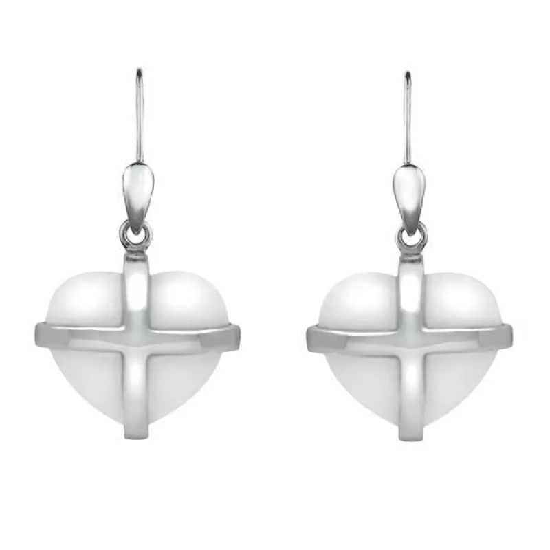 Sterling Silver Bauxite Medium Cross Heart Drop Earrings sold by C.W. Sellors