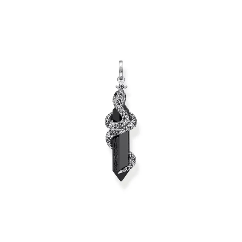 Thomas Sabo Sterling Silver Blackened Onyx with Snake Pendant sold by C.W. Sellors