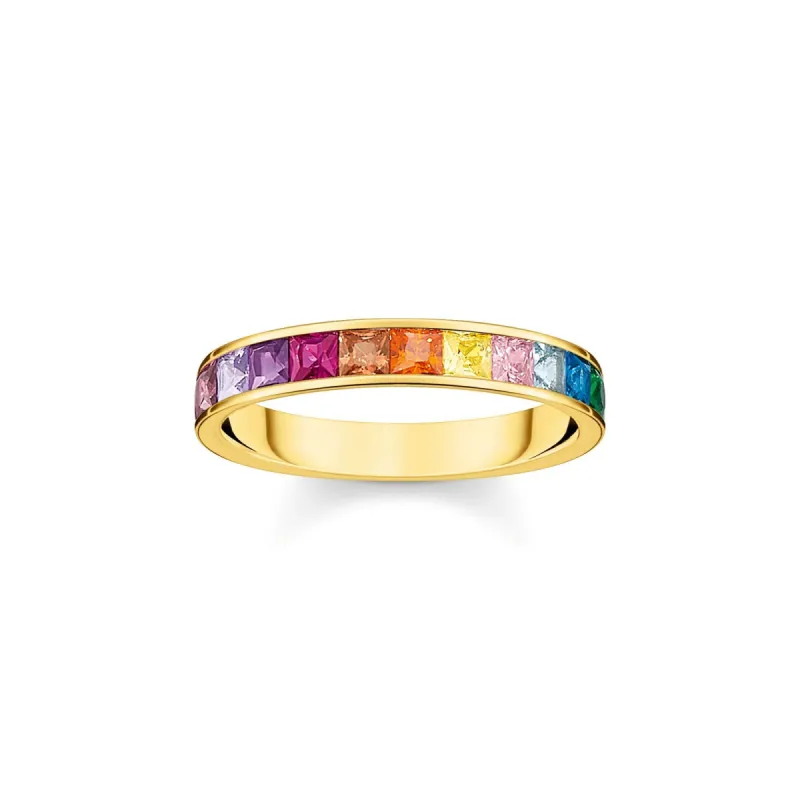 Thomas Sabo Gold Plated Sterling Silver Colourful Stones Ring sold by C.W. Sellors