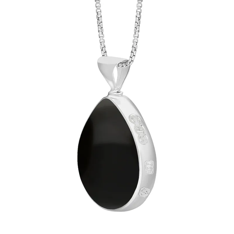 18ct White Gold Whitby Jet Lapis King's Coronation Hallmark Double Sided Pear-shaped Necklace sold by C.W. Sellors product image thumbnail 4