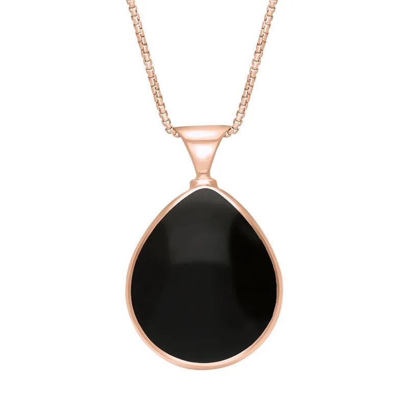 18ct Rose Gold Whitby Jet Turquoise King's Coronation Hallmark Double Sided Pear-shaped Necklace sold by C.W. Sellors product image thumbnail 2