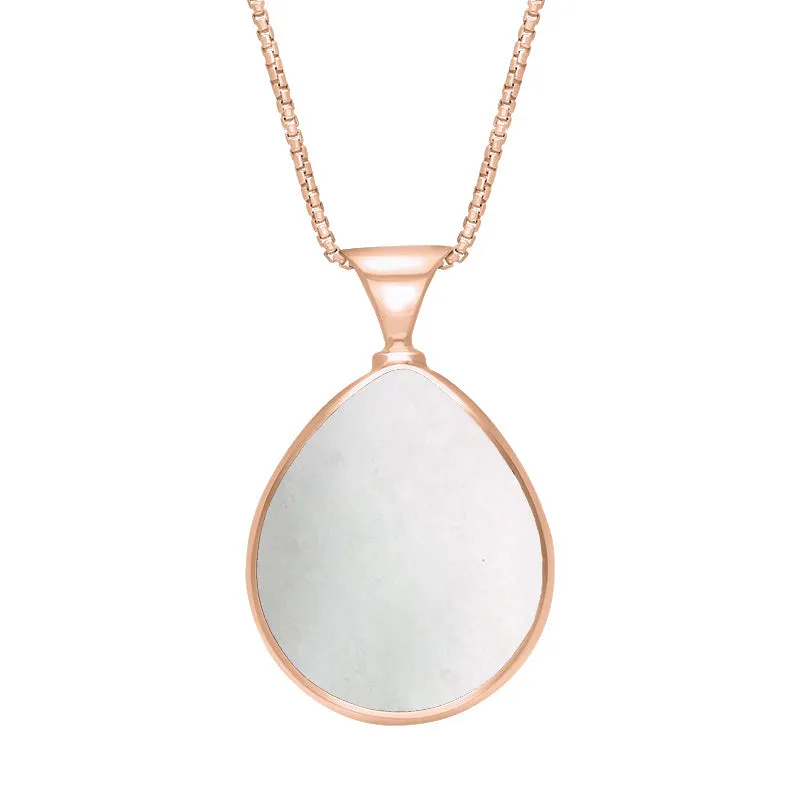 18ct Rose Gold Whitby Jet Mother of Pearl King's Coronation Hallmark Double Sided Pear-shaped Necklace sold by C.W. Sellors product image thumbnail 2