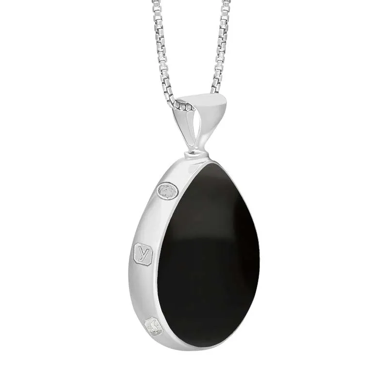 Sterling Silver Whitby Jet Turquoise King's Coronation Hallmark Double Sided Pear-shaped Necklace sold by C.W. Sellors product image thumbnail 3