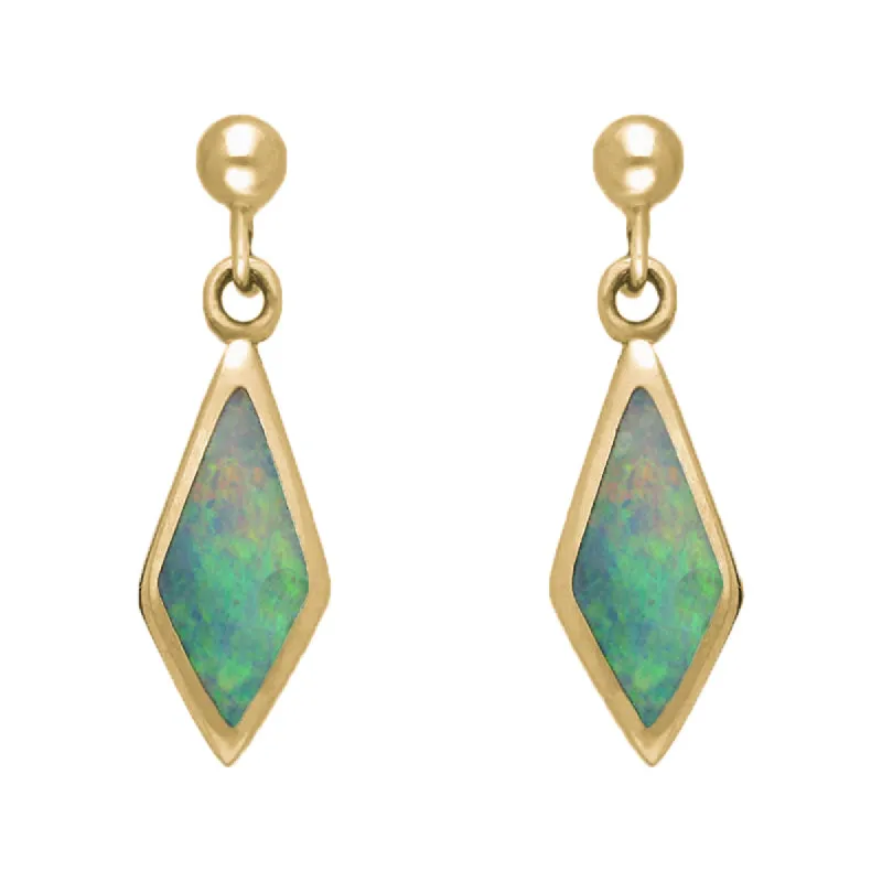 9ct Yellow Gold Opal Dinky Diamond Drop Earrings sold by C.W. Sellors