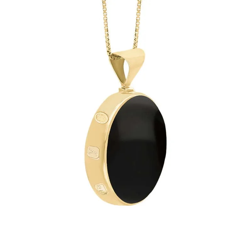18ct Yellow Gold Whitby Jet Malachite King's Coronation Hallmark Double Sided Round Necklace sold by C.W. Sellors product image thumbnail 3
