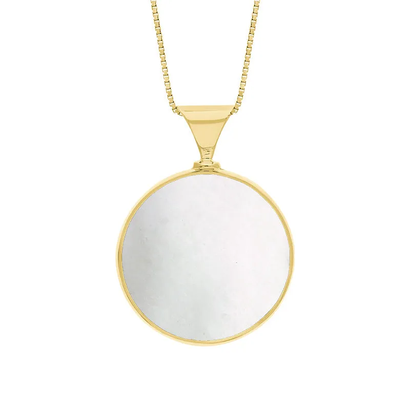 18ct Yellow Gold Whitby Jet Mother of Pearl King's Coronation Hallmark Double Sided Round Necklace sold by C.W. Sellors product image thumbnail 2