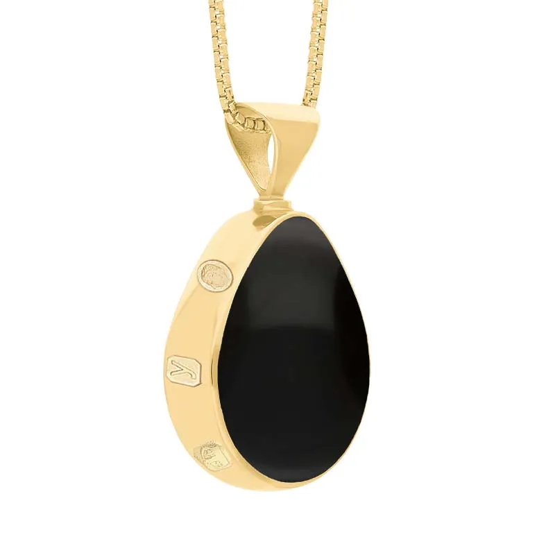 18ct Yellow Gold Whitby Jet Lapis King's Coronation Hallmark Double Sided Pear-shaped Necklace sold by C.W. Sellors product image thumbnail 3