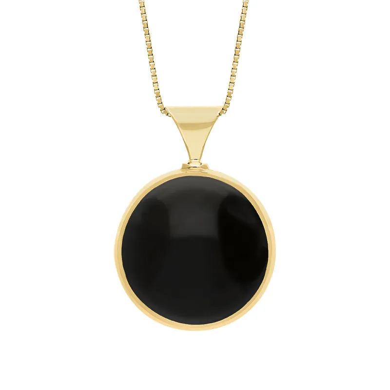 18ct Yellow Gold Whitby Jet Mother of Pearl King's Coronation Hallmark Double Sided Round Necklace sold by C.W. Sellors product image thumbnail 2