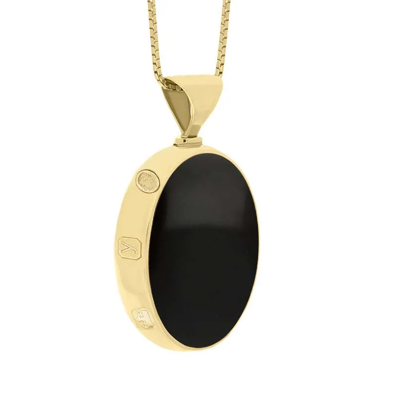 9ct Yellow Gold Whitby Jet Lapis King's Coronation Hallmark Double Sided Oval Necklace sold by C.W. Sellors product image thumbnail 3